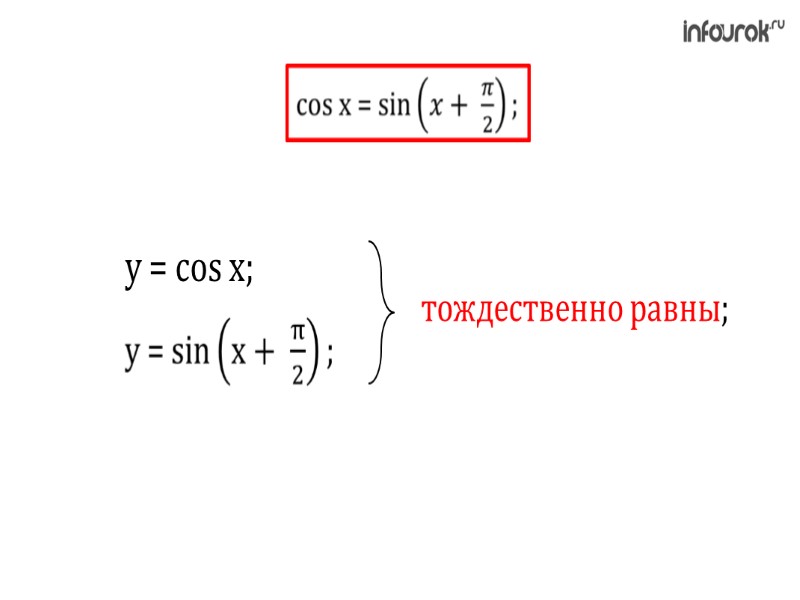 y = cos x;    тождественно равны;